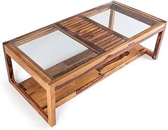 Wakefit Coffee Table | 3 Year Warranty | Center Table, Tea Table, Center Table for Living Room, Coffee Table for Living Room, Sheesham Wood (Jackson - Brown)