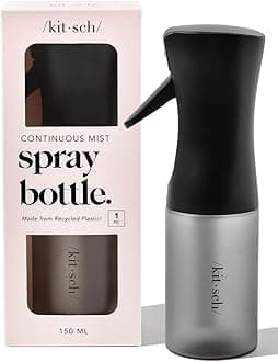 Kitsch Continuous Spray Bottle for Hair – Fine Mist Water Mister & Water Spray Bottle – Recycled Hair Spray Bottle – Spray Bottles for Cleaning, Styling, Plants & More – Black, 150ml