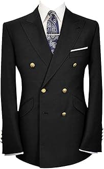 Wemaliyzd Mens Classic Fit Peak Lapel Double Breasted Suit Jacket