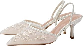 Fashion Mesh Slingback Pumps Shoes for Women Ankle Strap Pointed Toe Pumps