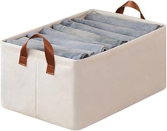 House of Quirk 1pcs Store Wardrobe Organizer For Clothes With Metal Fram Foldable Storage Box, Clothing Storage Boxes For Pants, Shirt, Sweaters, Jeans, Socks (Beige)