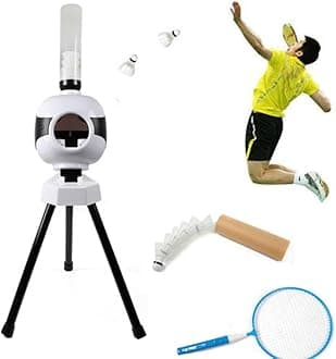 Portable Badminton Serve Machine, Automatic Shuttlecock Launcher Badminton Robot Shooting Machine Badminton Training Machine Automatic Badminton Pitching Machine for Indoor & Outdoor Training