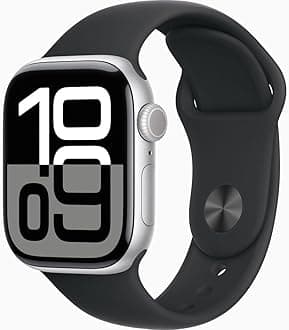 Apple Watch Series 10 [GPS + Cellular, 46mm] - Silver Aluminum Case with Black Sport Band, S/M (Renewed)