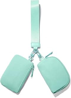 Mini Zip Around Wristlet Wallets for Women Small Portable Keychain Wallet Dual Pouch Wristlet Preppy Things, Light Green, Jundong002-06
