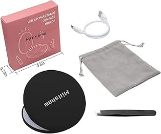 Milishow Compact Mirror with LED Light,1x/10x Magnifying Rechargeable Mirror,3.5in, Dimmable Travel Mirror for Purse,Pocket,Handheld 2-Sided Makeup Mirror