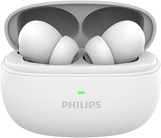 Philips TAT1150WT/94 Premium Wireless Earbuds with ANC,Quad Mic ENC,Up to 55 Hr Playtime, 13mm Neodymium Drivers,Multipoint, ergonomically Designed,IPX5 Water Resistance,Fast Charging(Bright White)