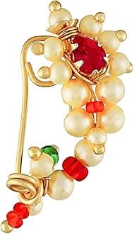 Vail Creations Traiditional Maharashtrian Nose Ring for Women without Piercing Small Size 2 Cm sutiable for Girls