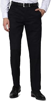 Peter England Men's Slim Fit Mid Rise Pants