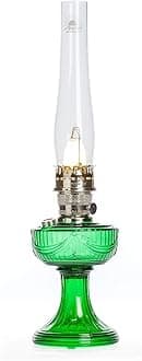 Aladdin Lincoln Drape Oil Lamp - Traditional Classic Indoor Oil or Kerosene Fuel Lamp, Bright White Light, Glass with Nickel Trim, Emerald Green