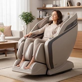 Osaki Monarch Full Body Massage Chair | Zero Gravity 3D SL-Track | Space Saving Technology Recliner| 9 Unique Auto Programs | Bluetooth Connection (LE Taupe)