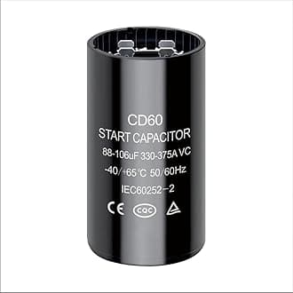 88-106 uf/MFD CD60 Round Start Capacitor ±20% 50/60 Hz 330-375 VAC Round Motor Well Pump Start Capacitor (88-106 uf/MFD, 1)