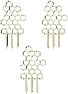 SagaSave 3 Pcs Wooden Hanging Houseplant Trellis for Climbing Plants Indoor Potted Plant Small Climbing Plant Trellis Supporting Tool (Honeycomb Shaped)