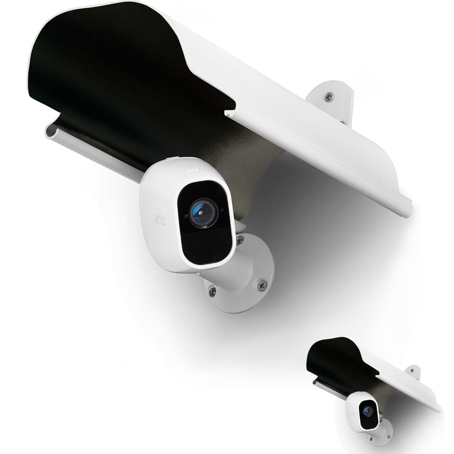 2 Pack Universal Sun Rain Shade Camera Cover Shield,Protective Roof for Outdoor Dome, Bullet Cameras,for Blink,Eufy,Arlo,WyzeCam,Nest,Ring,SimpliSafe,Kasa,Aluminum Alloy Material-White