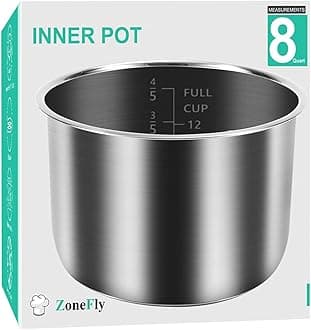 ZoneFly 8Qt Power Cooker XL Replacement Inner Pot Stainless Steel Compatible with 8 Quart Power Pressure Cooker Model PPC772 (or #PPC772), PPC780 (or #PPC780), and WAL3 Stainless Steel Inner Pot Parts