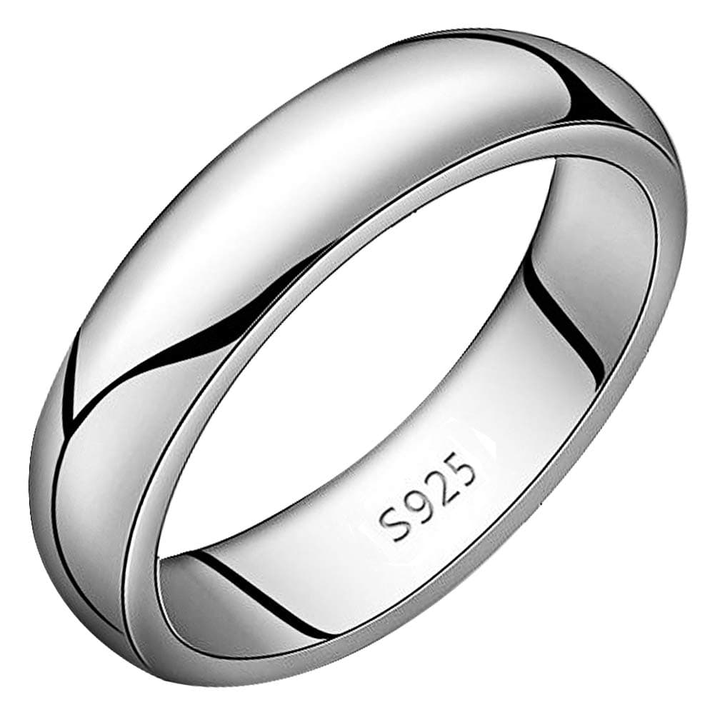 Unisex Solid 925 Sterling Silver Highly Polished Wedding Ring 5mm Band in Sizes J-Z