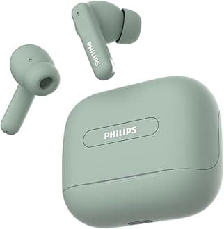Philips TAT1050GN/94 Truly Wireless Earbuds with ANC, Quad Mic ENC, Up to 50 Hr Playtime, 13mm Neodymium Drivers, Multipoint, IPX5 Water Resistance, Fast Charging, Ultra Low Latency (Frosty Green)