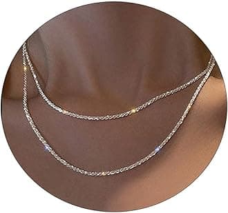 Herringbone Choker Necklace Set Double Layer Snake Chain Herringbone Chain Necklace Layering Necklace Set Cuban Chain Necklace for Women