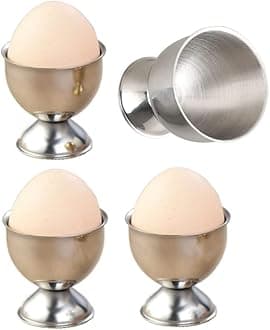 4 Pack Stainless Steel Egg Cup Holders, Egg Tray for Hard Boiled Eggs Stand Kitchen Gadgets Tools, Silver
