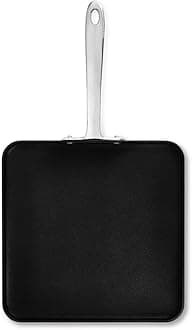 - HA1 Hard Anodized Nonstick Griddle 11x11 Inch Oven Broiler Safe 500F, Lid Safe 350F Pots and Pans, Cookware Black