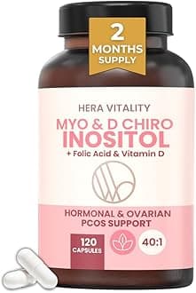 Myo-Inositol & D-Chiro Inositol Supplement for Women | 40:1 Ratio | 120 Capsules – 2 Month Supply | with Folic Acid & Vitamin D | PCOS, Hormone Balance & Fertility Support