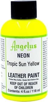 Leather Paint, 4 Ounce Jar, Neon Tropic Sun Yellow