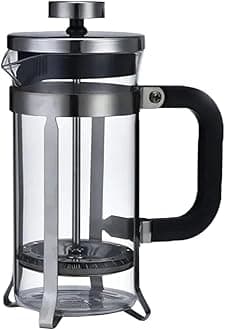 ECVV Coffee Plunger French Press C and Tea Maker, Borosilicate Glass Press, Stainless Steel Filter, Durable and Heat Resistant, Black |800 ml|