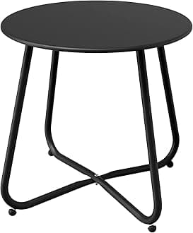 Grand patio Outdoor Side Table Small Table Round End Table Garden Table Lightweight Snack Table for Outdoor Garden Hallway Bedroom Living Room Terrace Balcony -Black