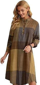 Western Dress || Half Button Front Dress for Women || Long Sleeve Stand Collar Tunic Dress || Office || Summer Dresses for Women.