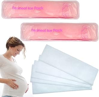 Reusable Perineal Ice Packs for Postpartum & Hemorrhoid Pain Relief, Hot & Cold Pack for Women After Pregnancy. 2 Ice Pack and 3 Non-Woven Cover, Pink
