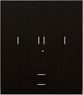 Wakefit Wardrobe | 1 Year Warranty | Engineered Wood Almirah, Cupboard for Clothes Storage | 4 Door, 1 Drawer, 1 Hanging Space | Organza Plus - Wenge