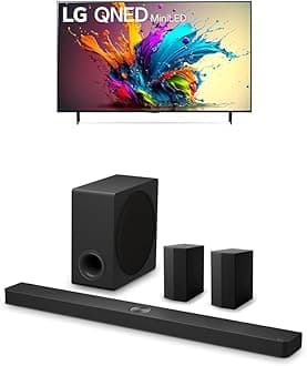 65-Inch Class QNED90T Series Mini LED Smart TV 4K Processor Flat Screen with Alexa Built-in (65QNED90TUA, 2024),LG 7.1.3 ch. Sound Bar with Wireless Dolby Atmos and Rear Speakers