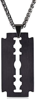 U7 Punk Necklaces Stainless Steel 18K Gold Plated Large Hip Hop Dagger/Knife/Sword/Steampunk Gear/Large Razor Blade Pendant Necklace for Men Women, Chain 22-24 Inches