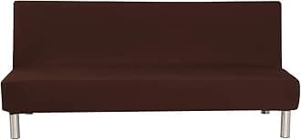 Solid Colour Armless Sofa Bed Cover Polyester Spandex Stretch Futon Slipcover Protector 3 Seater Elastic Full Folding Couch Sofa Cover fits Folding Sofa Bed without Armrests 80" x 50" in (Coffee)