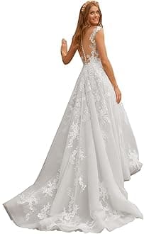 Beach Wedding Dresses for Bride 2025 Long Sleeve Lace Boho Bridal Gowns for Women WDW001