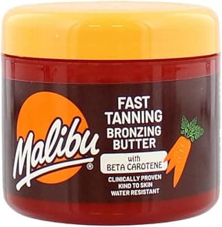 Malibu Sun Bronzing Fast Tanning Body Butter with Beta Carotene, Tropical Coconut Fragrance, 300ml