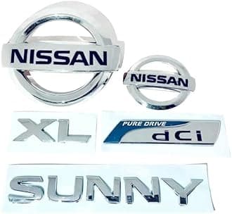 Fabbay N-issan Sunny lx dci Car Emblem Monogram/logo/Badge/Decals/3D/sticker Colour (Silver,Chorme) abs Plastic Pack of 5