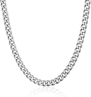 Stainless Steel Cuban Link Chains for Men, 4.8/6/10/14mm Width Cuban Chain Necklace, Black/18K Gold Plated/Silver No Tarnish Chains Jewelry for Men, 18-30 inch Length Hip Hop Miami Necklace, Send Gift Box