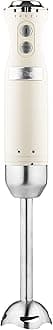 Westinghouse Retro Hand Blender - 600W Handheld Stick Blender for Kitchen - Stainless Steel Electric Soup Blender - Food Mixer with Various Speeds and Turbo Setting - White