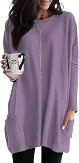 Naggoo Womens Long Sleeve Tunic Tops with Pockets for Leggings Casual Long T Shirts Floral Print Blouses