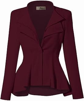 Women's Casual Work Office Dressy Double Lapel Single Button Peplum Comfortable Blazer