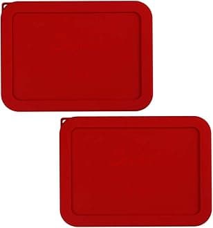 SOPHICO3 Cup Rectangle Silicone Storage Cover Lids Replacement for Pyrex 7210-PC Glass Bowls, Container not Included (RED, 2 Pack)