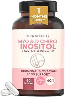 Myo-Inositol & D-Chiro Inositol Supplement for Women | 40:1 Ratio | 60 Capsules – 1 Month Supply | with Folic Acid & Vitamin D | PCOS, Hormone Balance & Fertility Support