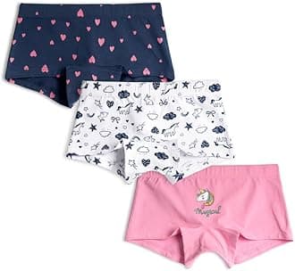 Girl's Cotton Multicolor Boyshorts (Pack of 3)