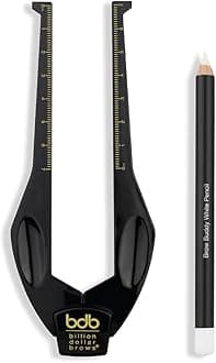 2-Piece Brow Buddy Contour Stencil Microblading Kit – Achieve Symmetrical, Perfectly Shaped Brows, Ideal for Tweezing, Threading & Waxing, Vegan & Cruelty-Free - Black