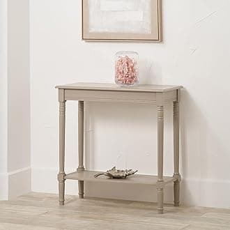 Pacific Lifestyle Traditional Soft Grey Wooden Table | 2-Tier Entryway Table with Turned Legs | Grey Console Table with Bottom Shelf for Living Room (1, Rectangular)