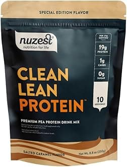 Nuzest - Pea Protein Powder - Clean Lean Protein, Premium Vegan Plant Based Protein Powder, Dairy Free, Gluten Free, GMO Free, Protein Shake (8.8 Ounce (Pack of 1), Salted Caramel)