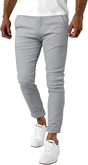 Men's Slim Fit Dress Pants Casual Stretchy Twill Chinos Tapered Skinny Slacks