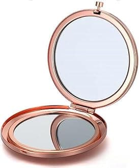Magnifying Compact Mirror for Purses with 2 x 1x Magnification, Folding Mini Pocket Double Sided Travel Makeup Mirror,Perfect for Purse, Pocket Mirror for Gift (Rose Gold)