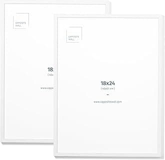 Opposite Wall - 18x24 in - White Solid Oak Wood Picture Frame - Lightweight, Versatile & Shatterproof - Wall Hanging Poster or Photo Frame - Wall Decor for Office, Gallery & Home - 2 Pack