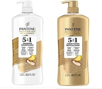 Advanced Care Shampoo and Conditioner 5 in 1 Moisture, Strength, Smoothness, Pro-V vitamin B5 Complex 38.2 FL/OZ each - 90% Stronger hair, Packaging May Vary